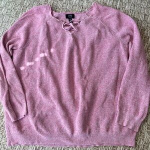 Jones New York Pink Knit Sweater with Tie-Up Front XXL